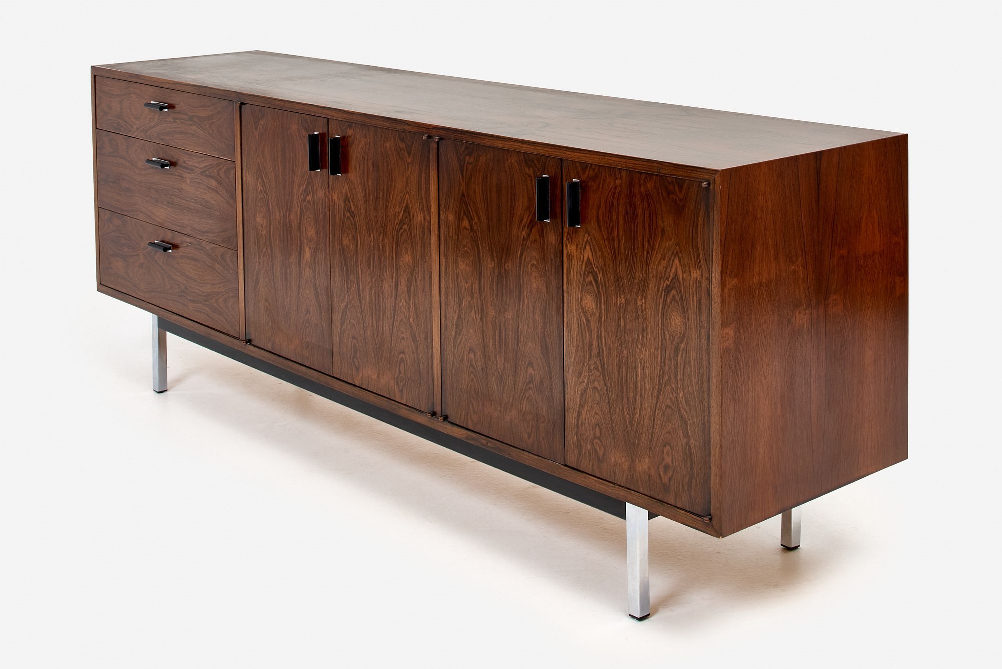 Artwork by Jack Cartwright, Credenza, Made of Rosewood, chromed steel, enameled metal
