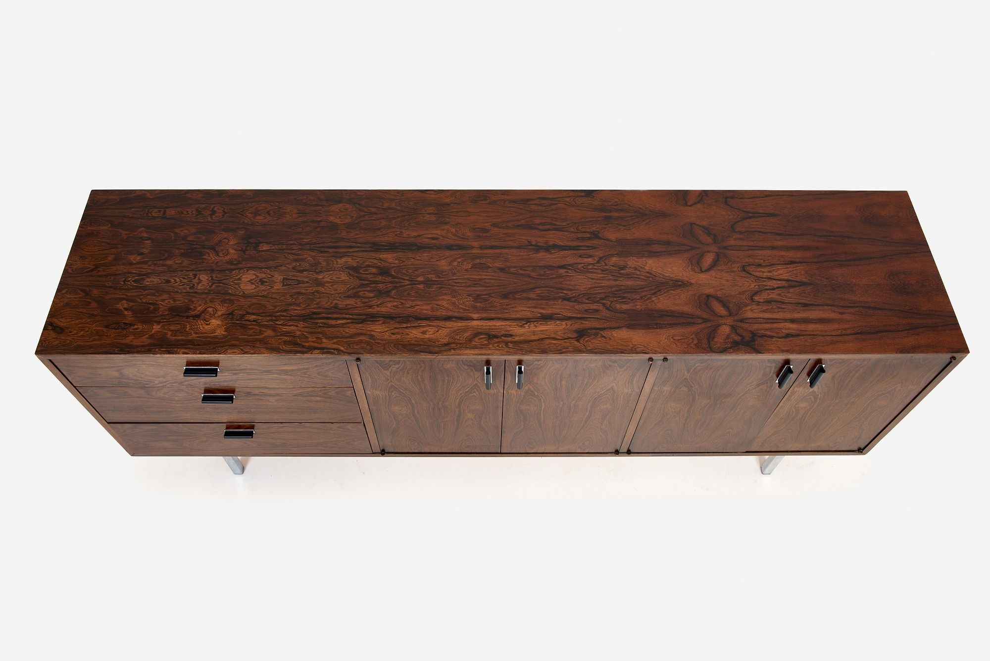 Artwork by Jack Cartwright, Credenza, Made of Rosewood, chromed steel, enameled metal