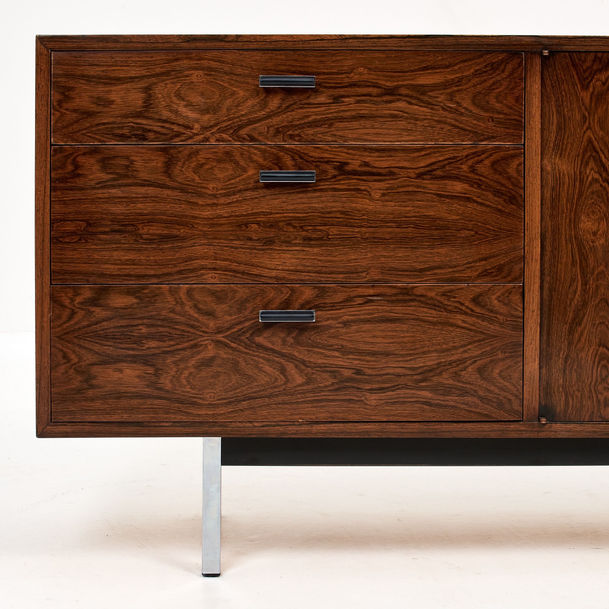 Artwork by Jack Cartwright, Credenza, Made of Rosewood, chromed steel, enameled metal