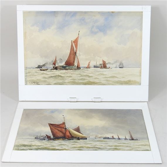 coastal scene with sailing boats by William Stephen Tomkin, dated 1902