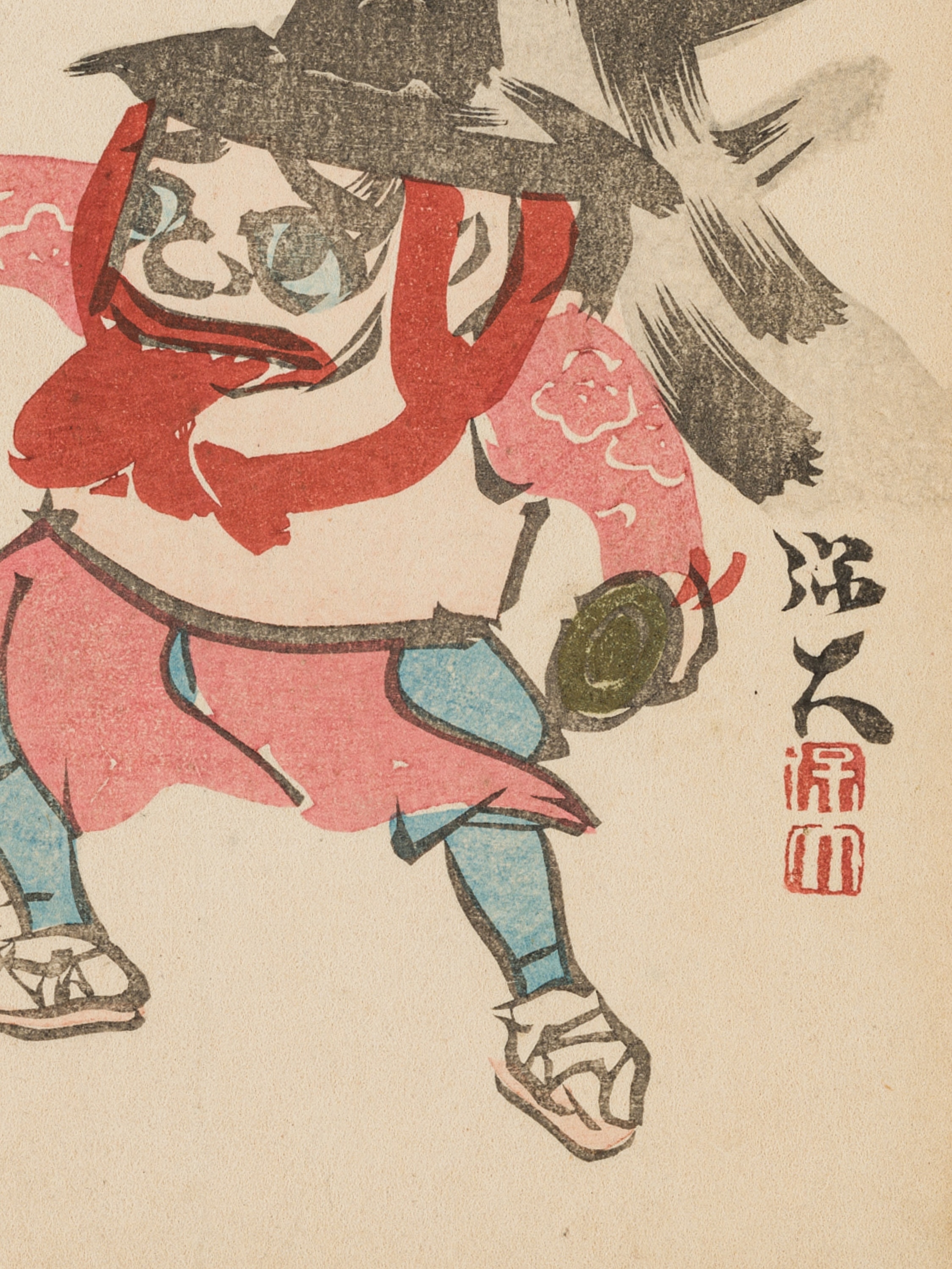 Artwork by Sato Hodai, SATO HODAI: A SURIMONO DEPICTING A DANCER, Made of woodblock print on paper