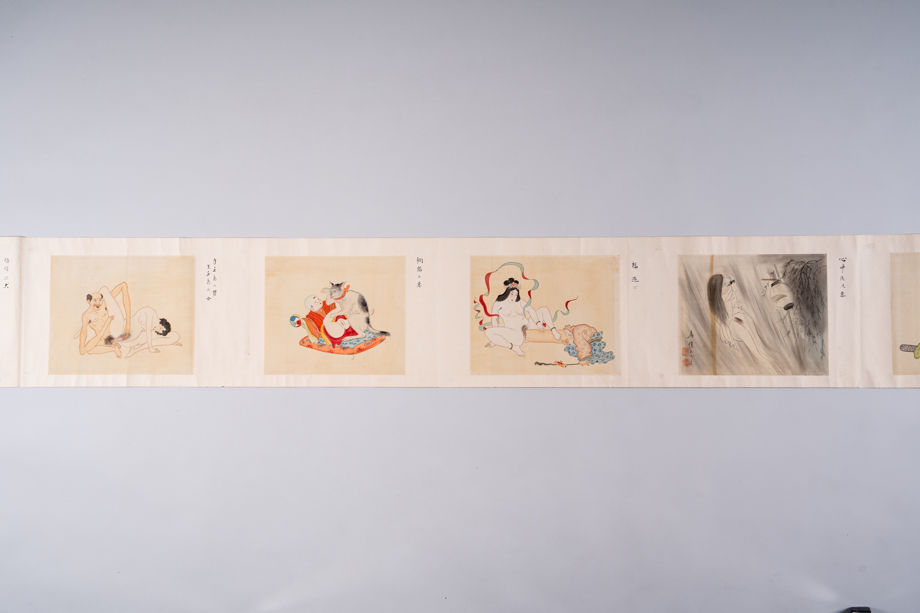 Japanese School, 20th Century | AN EMAKI (HANDSCROLL) WITH SHUNGA ...