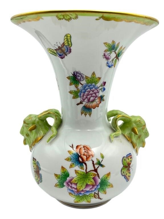 Queen Victoria | Herend Queen Victoria Rams Head Vase | MutualArt