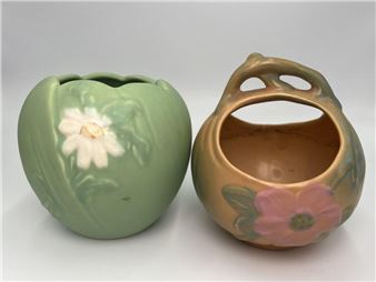 2 Vintage Weller Pottery - The Green Vase