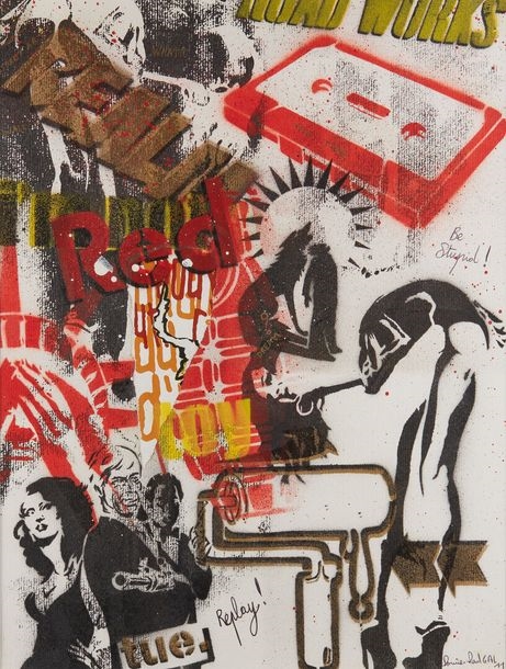 Artwork by Damien-Paul Gal, Damien Paul GAL (born 1976)
Mixtape red
Stencil,... - Lot 219 - Euvrard & Fabre, Made of red
stencil, aerosol and acrylic