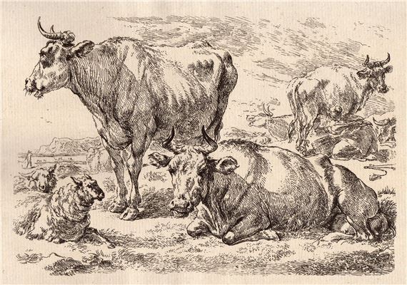 The cow lying next to the standing one by Nicolaes Berchem, Amand Durand, 1876