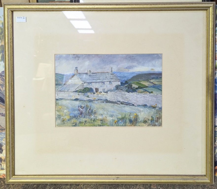 Artwork by Henrietta Maria Gulliver, Cottage on the Wold, Made of oil on board