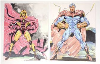 2 Original Comic Drawings (Paris, Nebres, Aaron M - Rudy Nebres