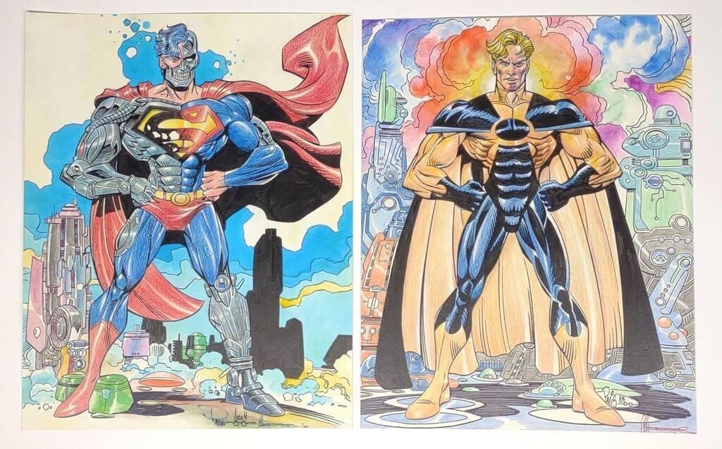 Artwork by Rudy Nebres, Paris Cullins, Aaron Mcclellan, 2 Original Comic Drawings (Paris, Nebres, Aaron M, Made of drawings