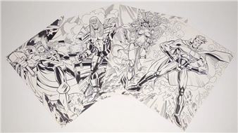 4 original commissioned comic art character drawings by Paris Cullins and Aaron McClellan. Superheroes includes (1) Guardians of the Galaxy &quot;Angela&quot; - Paris Cullins