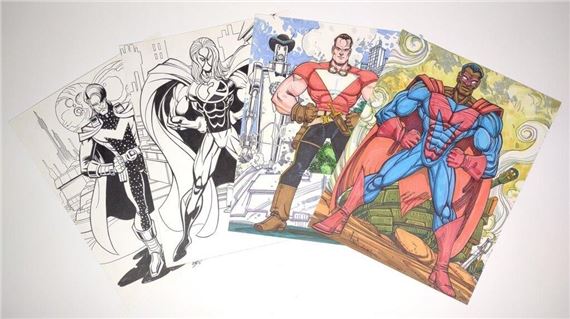 4 Paris Cullins Original Comic Character Drawings by Paris Cullins