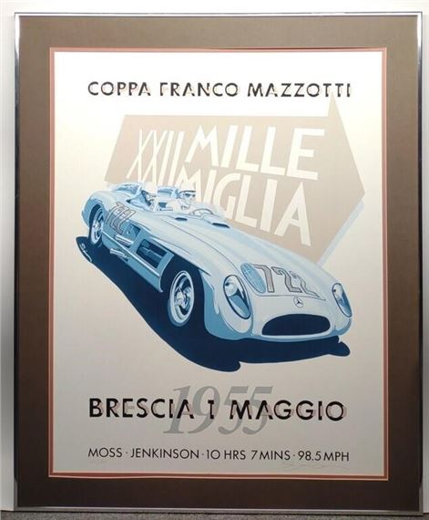 Dennis Simon Signed 1955 Mille Miglia Race Poster