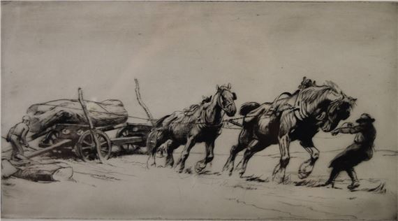 George Soper | George Soper (1870-1942) signed etching Timber Hauling ...