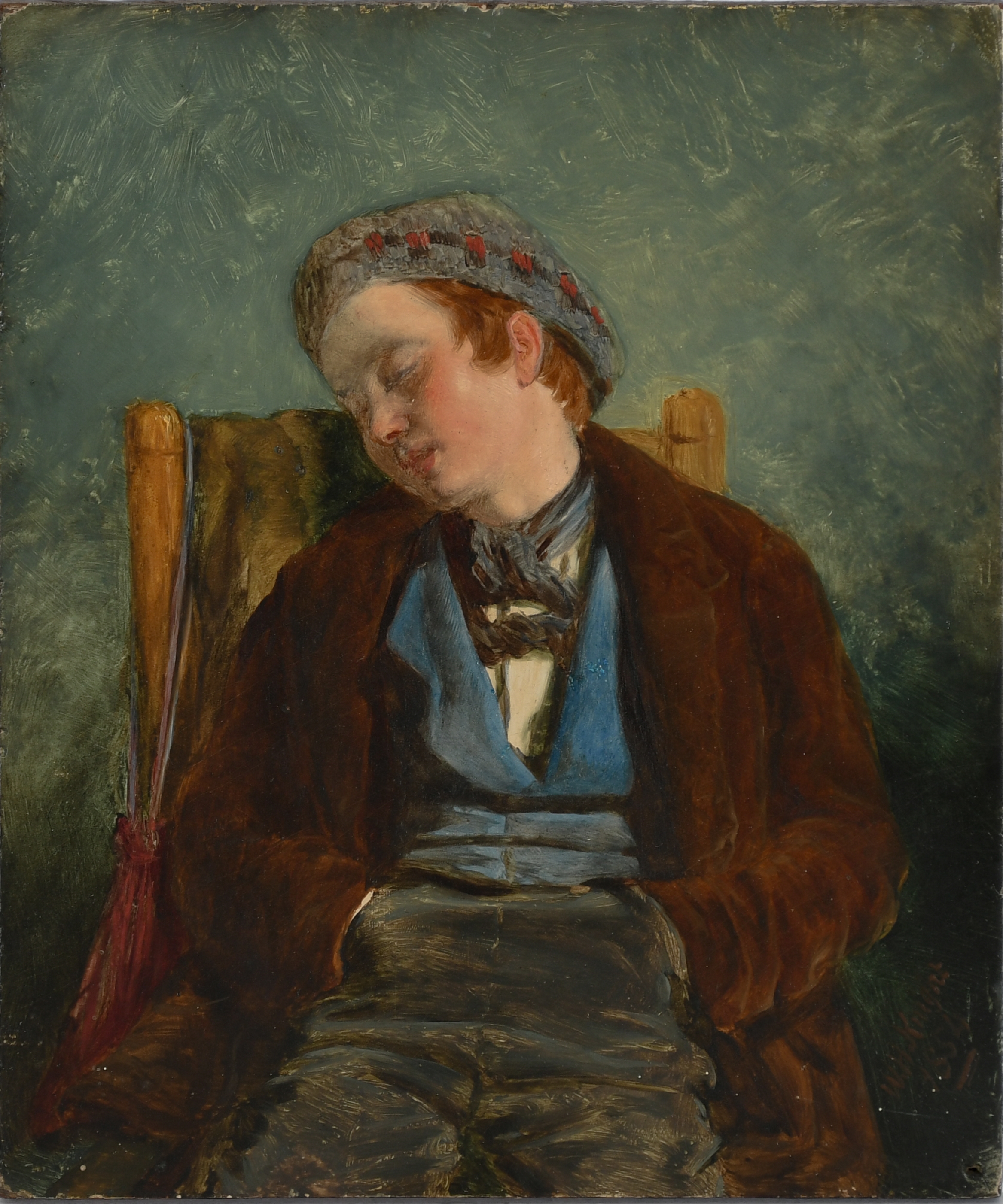 William Henry Knight | A boy asleep in a chair (1854) | MutualArt