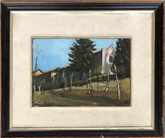 Hilltop Houses with a Vineyard in the foreground - Libero Monetti