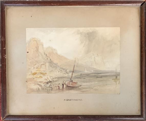 Attributed to Henry Gastineau, sailing boat at low tide by Henry Gastineau