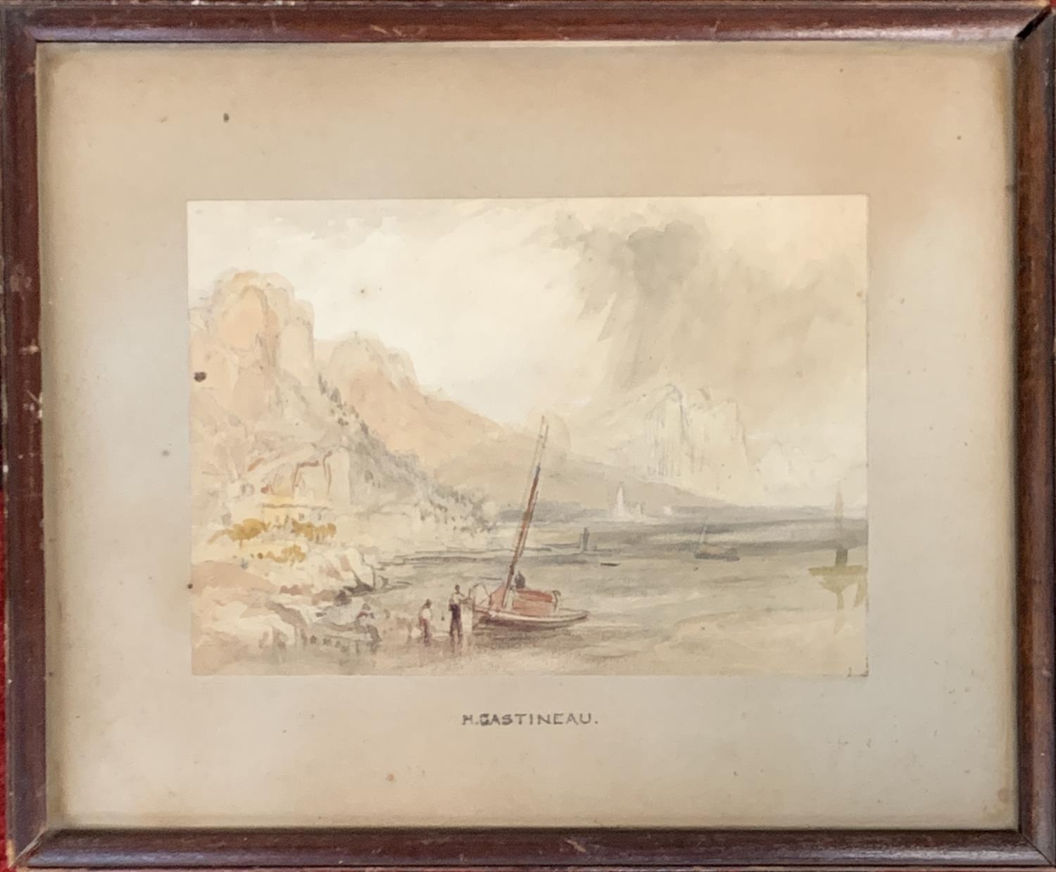 Artwork by Henry Gastineau, Attributed to Henry Gastineau, sailing boat at low tide, Made of watercolour
