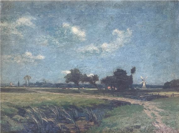 A Suffolk landscape with windmill by Edwin Nichol