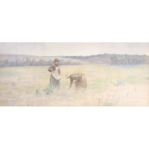 Artwork by J. Sutherland, Large framed pastel drawing depicting women picking from the fields, Made of pastel drawing
