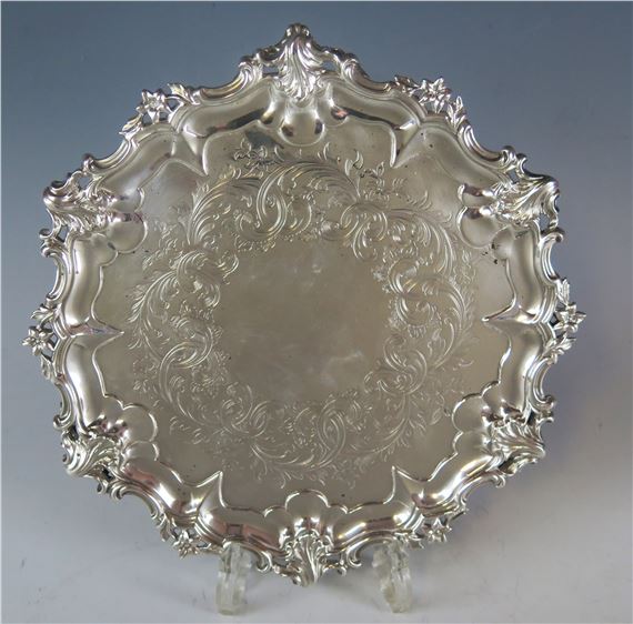 A Victorian silver salver by John Barnard, 1855