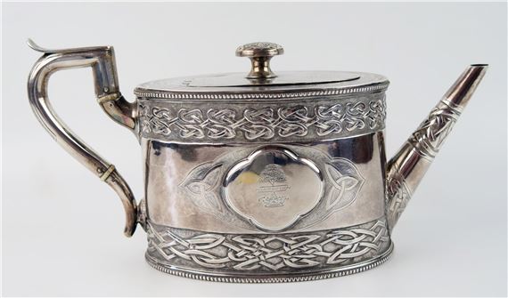 A Victorian Irish silver teapot by John Smyth, 1870