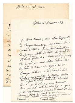 Two signed autograph letters addressed to Monsieur Dupont, Postmaster General in Venice - Jean Joseph Augustin Sorbier