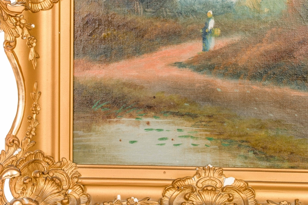Charles Rising | Charles Rising Figural Landscape Oil Painting (Early ...