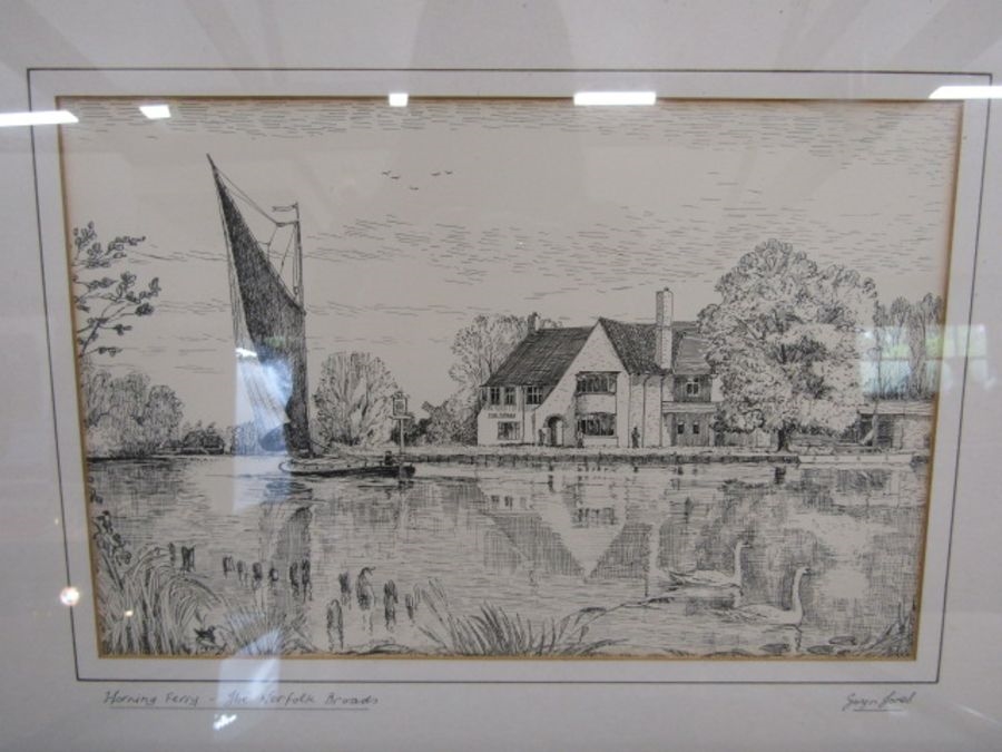 Glyn Jones Glyn Jones Norfolk Broads Pen And Ink Drawings 40x32cm 