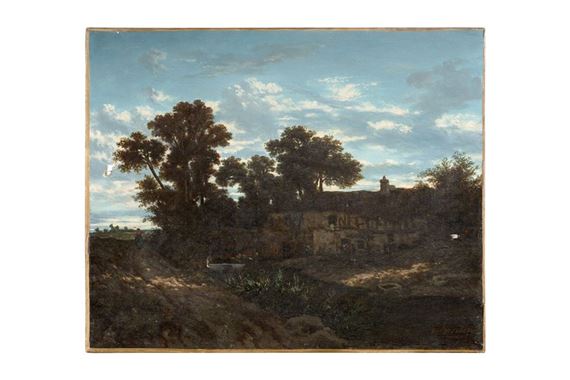 Thatched cottage landscape or Clair-obscur by Narcisse Berchère, April 25
