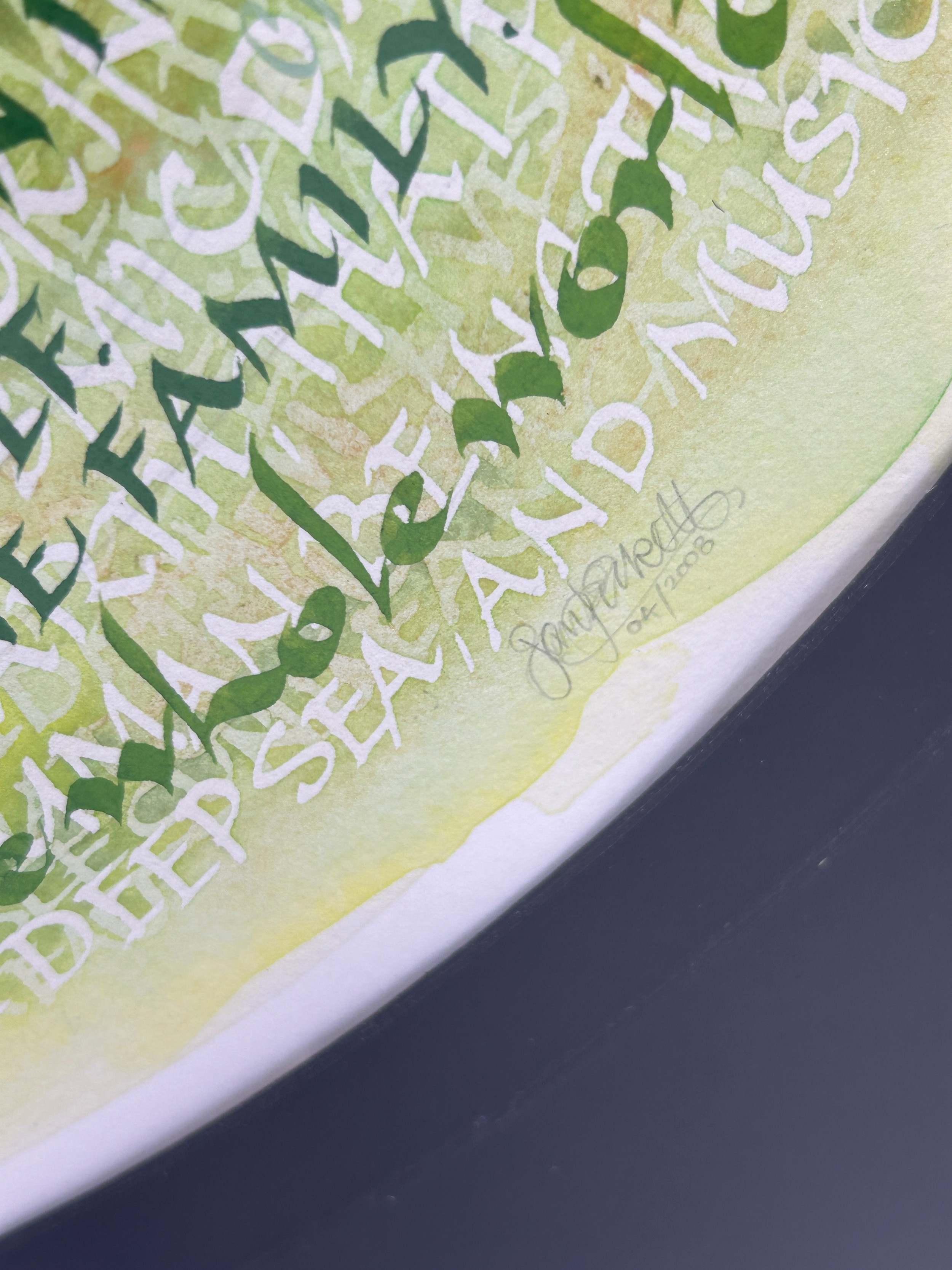 Jan Pickett | JAN PICKETT: CALLIGRAPHY ON PAPER,Mounted in a frame and ...