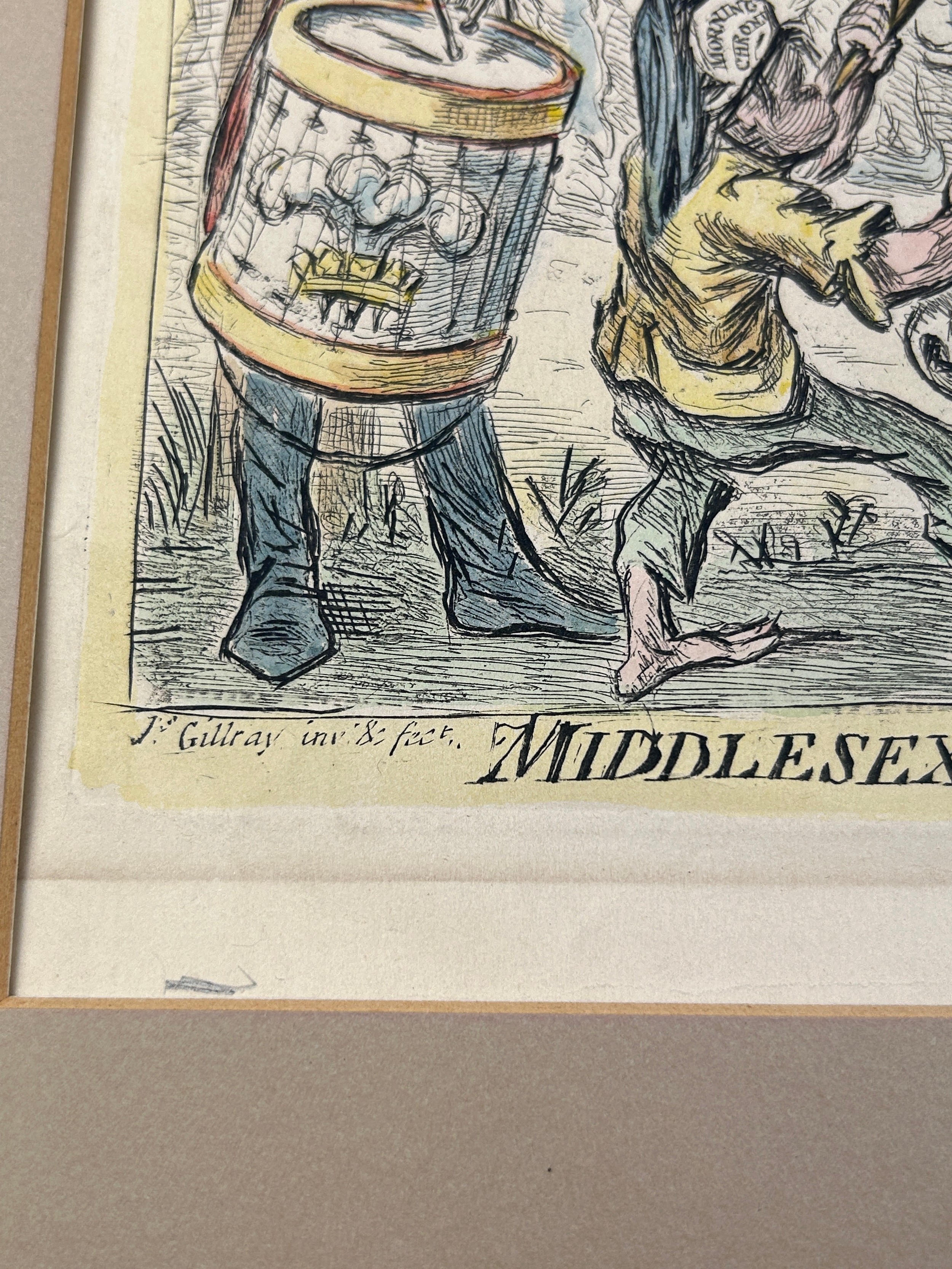 Artwork by James Gillray, THE MIDDLESEX ELECTION 1804, Made of Hand coloured engraving on paper