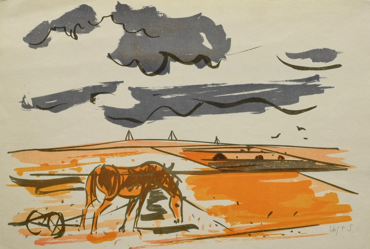 Artwork by Vojtěch Sedláček, Konvolut tří grafických listů, Made of litografie