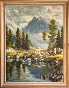 "Stádo ovcí na cestě" - Kraker Štefan Milovan