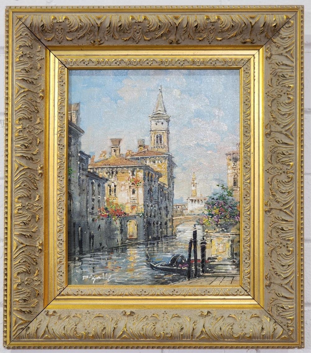Artwork by Luigi Pigalle, Venetian Canal Scene, Made of oil on board