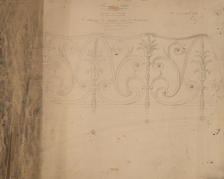 Artwork by Joseph-Louis Duc, Four crowning designs for the Colonne de Juillet, Made of plates
