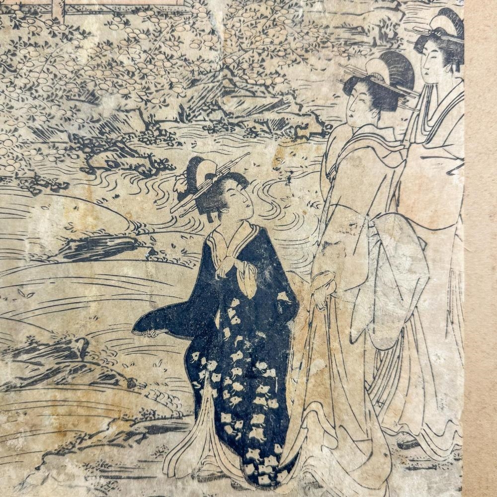 Artwork by Utagawa Toyokuni, Enjoying Cherry Blossoms in Full Bloom, Made of Japanese Woodblock Print