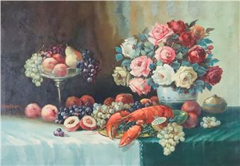 Stillleben mit Rosenstrauß - J. Horstmann