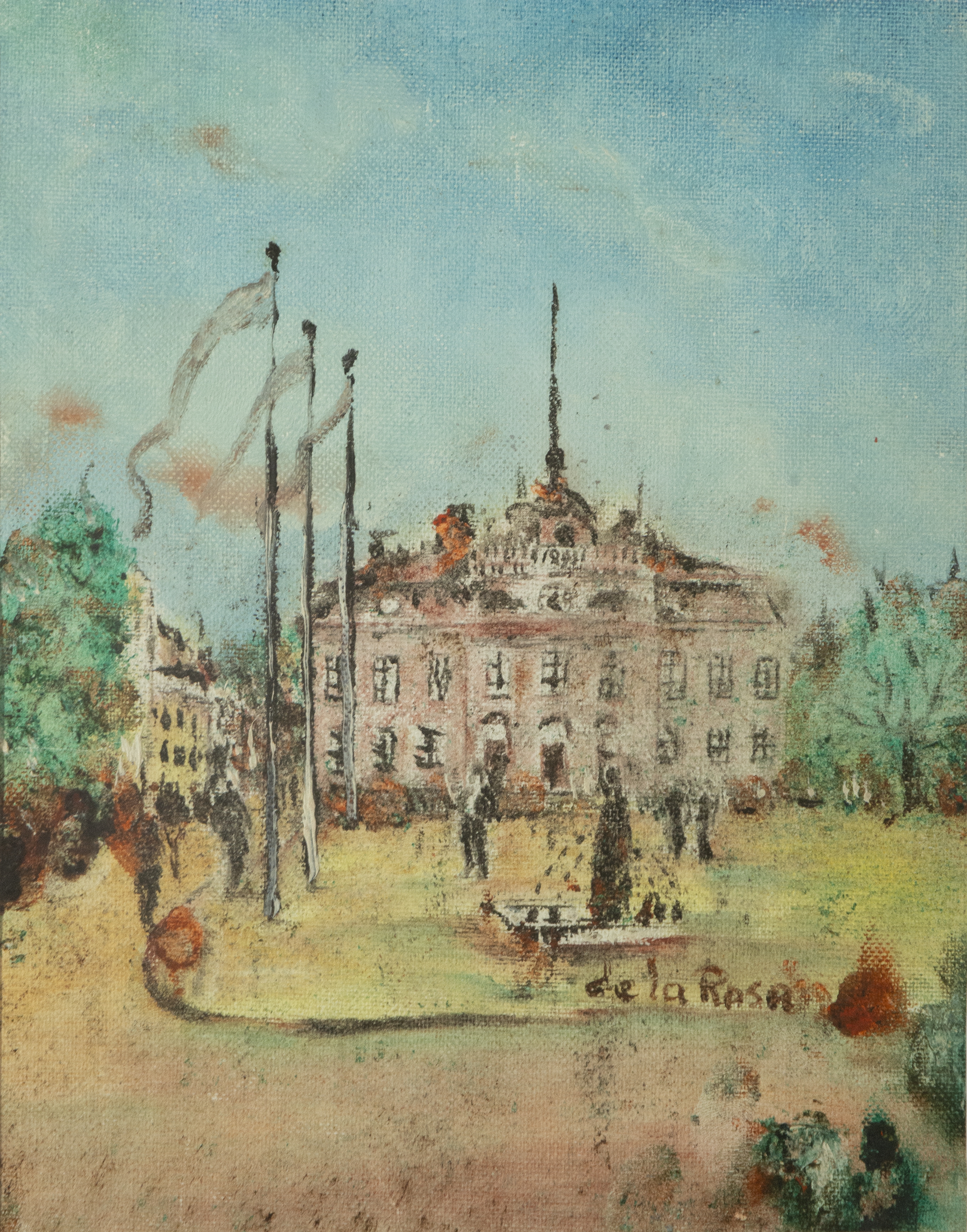 Artwork by Ricardo de la Rosa, Vista de Ayuntamiento, Made of Óleo sobre lienzo