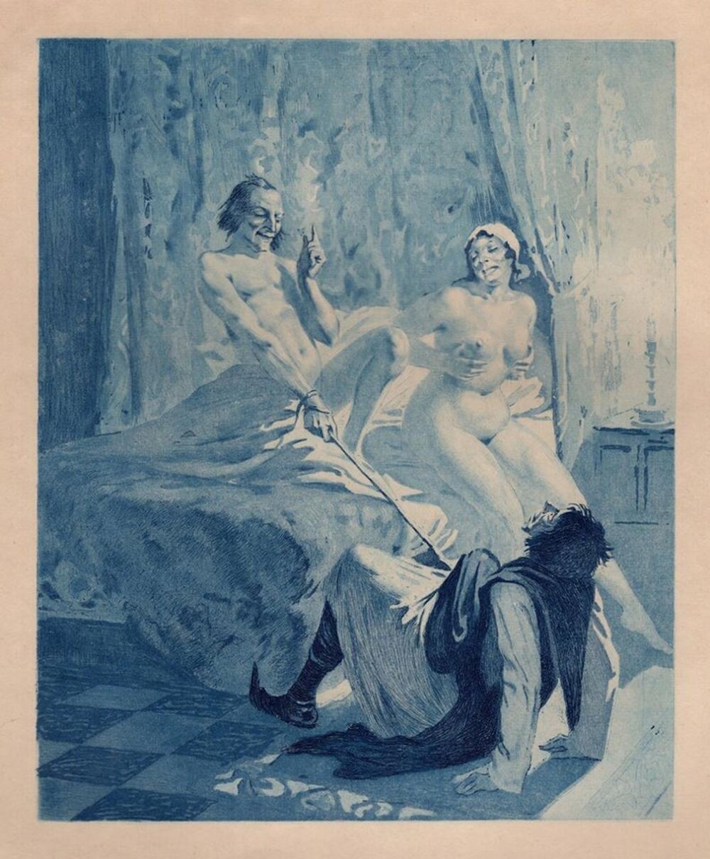 Artwork by Edmond Malassis, Secrets in the Bedroom I (Secrets dans la Chambre I) (Cent Nouvelles Nouvelles), Made of copper plate engraving