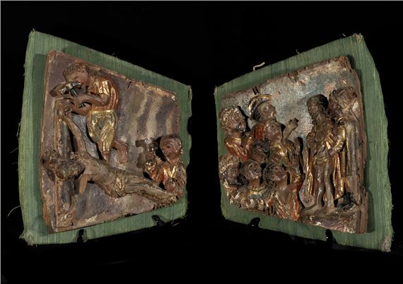 Pareja de Importantes relieves Góticos de la escuela Hispano Flamenca. Maestro Flamenco activo en Castilla en la segunda mitad del siglo XV by Hispano-Flemish School, 15th Century