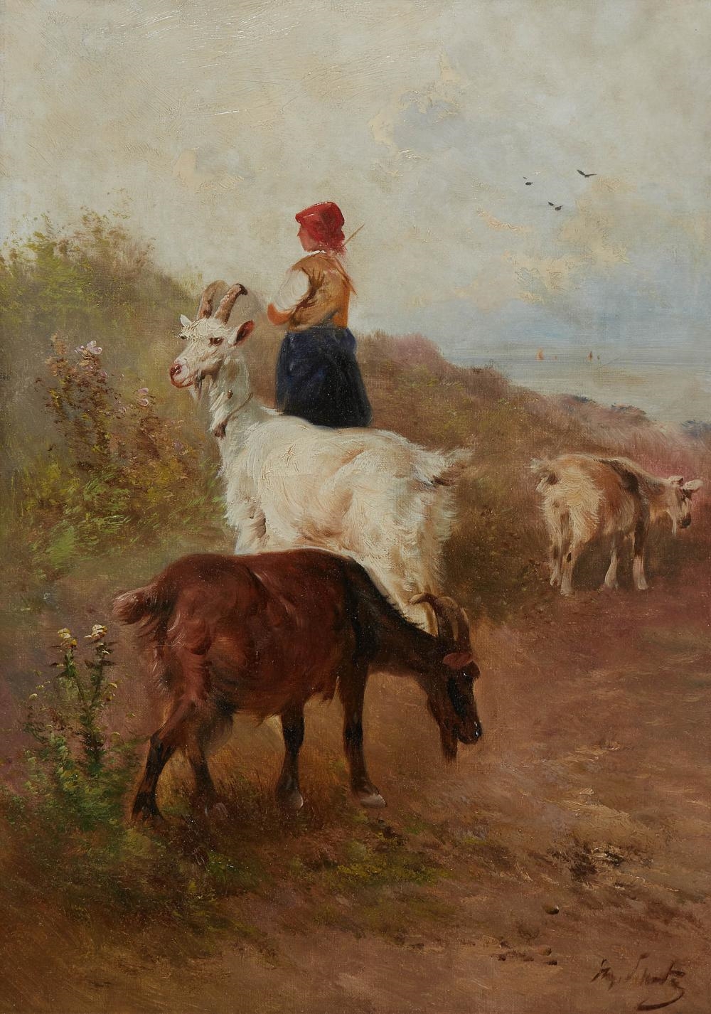Artwork by Henry Schouten, "Goats in the Dunes, Made of oil on linen