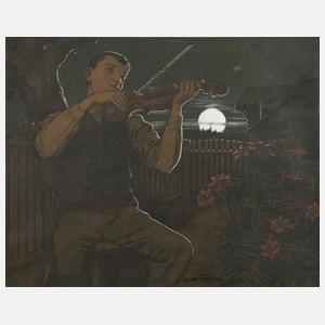 Artwork by Hans Thoma, Mondscheingeiger, Made of Farblithographie