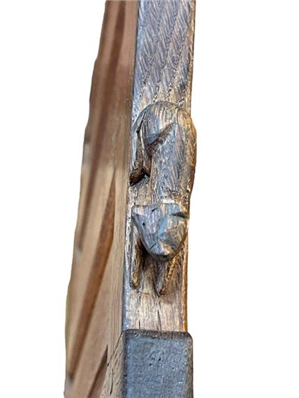 Don 'Foxman' Craven adzed oak dining table of elliptical form with straight ends by Don Craven