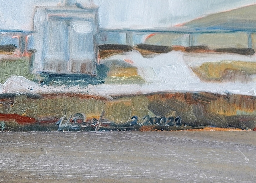 Artwork by Inta Gloda, Inta Gloda "Plein air in February, Made of Cardboard, oil