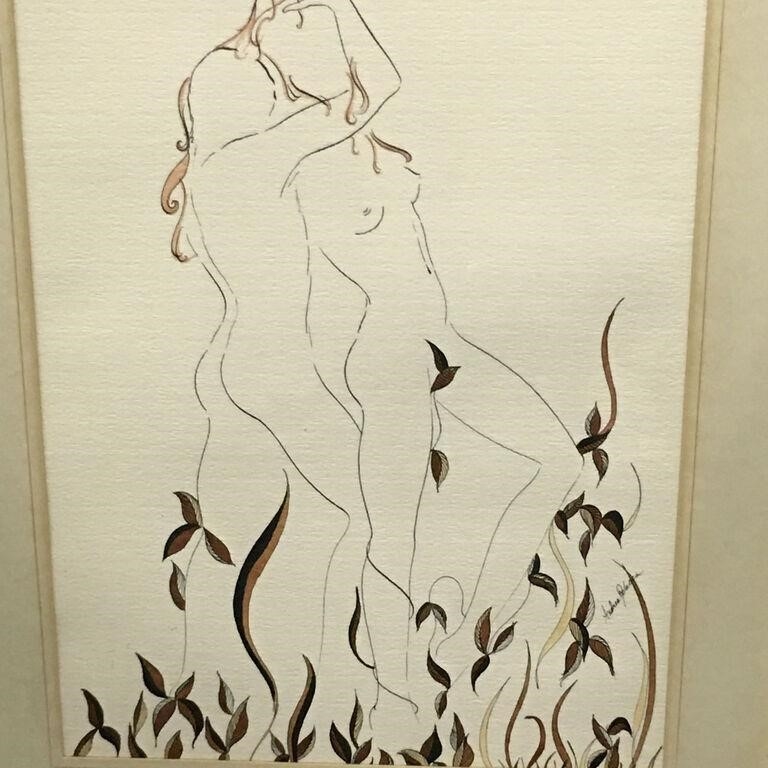 Artwork by Andrea Rebecca, Andrea Rebecca Drawing Of Nude Couple, Made of glass