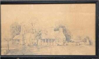 George Spinti Graphite Drawing Of House - George Spinti