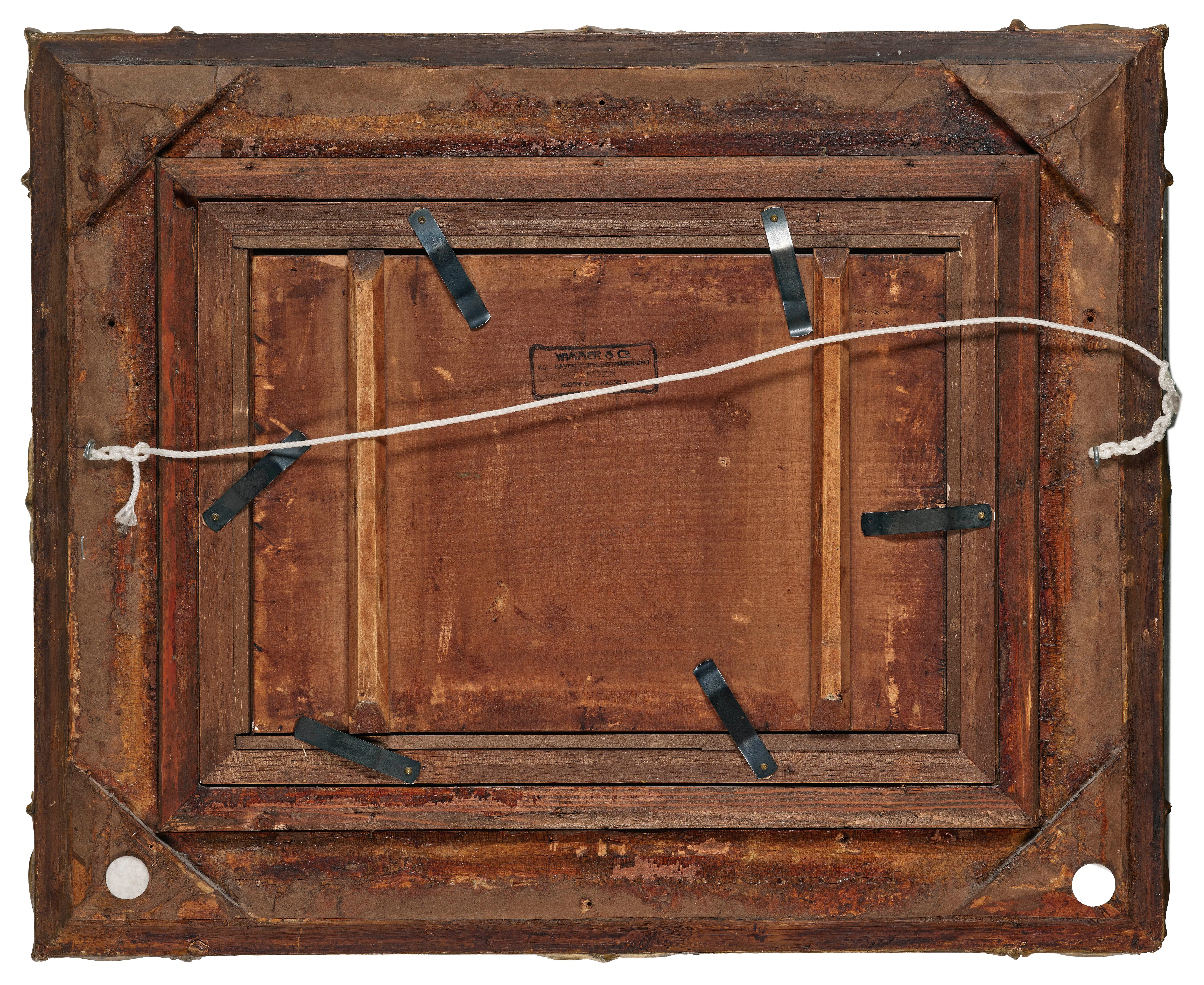 Artwork by Pal Böhm, Familienidylle mit Wäscherinnen am Fluss, Made of oil on wood