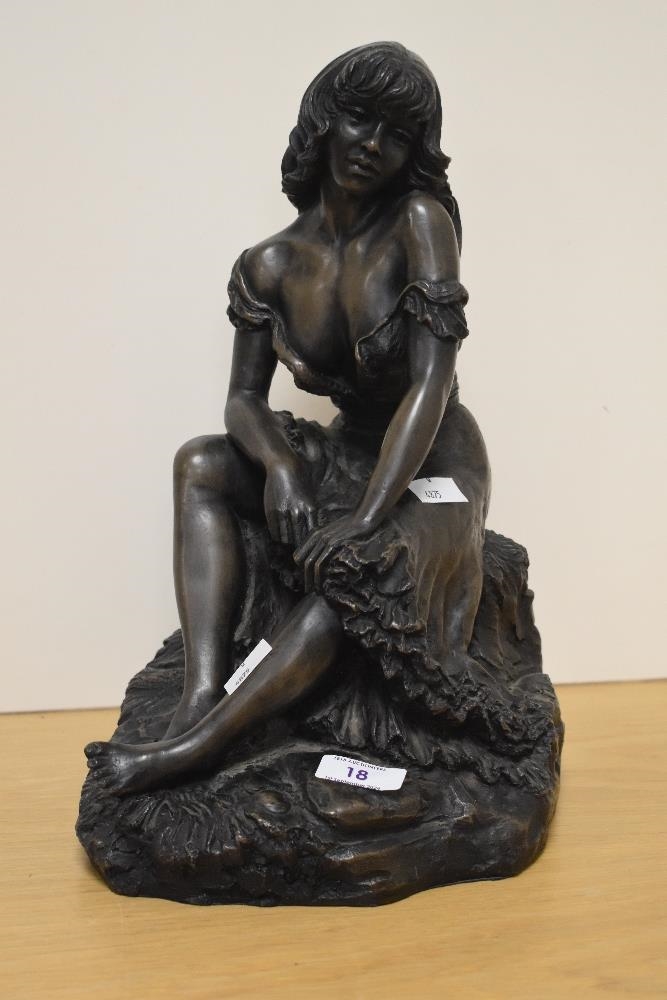 Artwork by John Letts, Seated lady, Made of resin sculpture