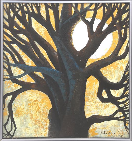 Boom bij oranje achtergrond by Laimdot Murniek, 75