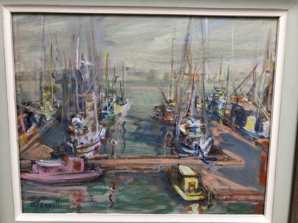 Artwork by Merrill Peck, Fishing Boats, Merrill Peck, oil painting, Made of oil painting
